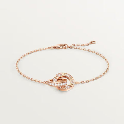 [⭐Seralia]LOVE DOUBLE RING FULL DIAMOND BRACELET