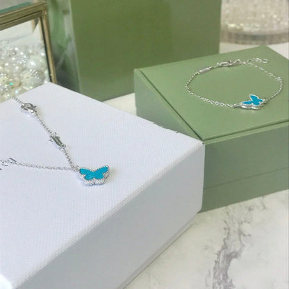[⭐Seralia]BUTTERFLY TURQUOISE BUTTERFLY BRACELET SILVER