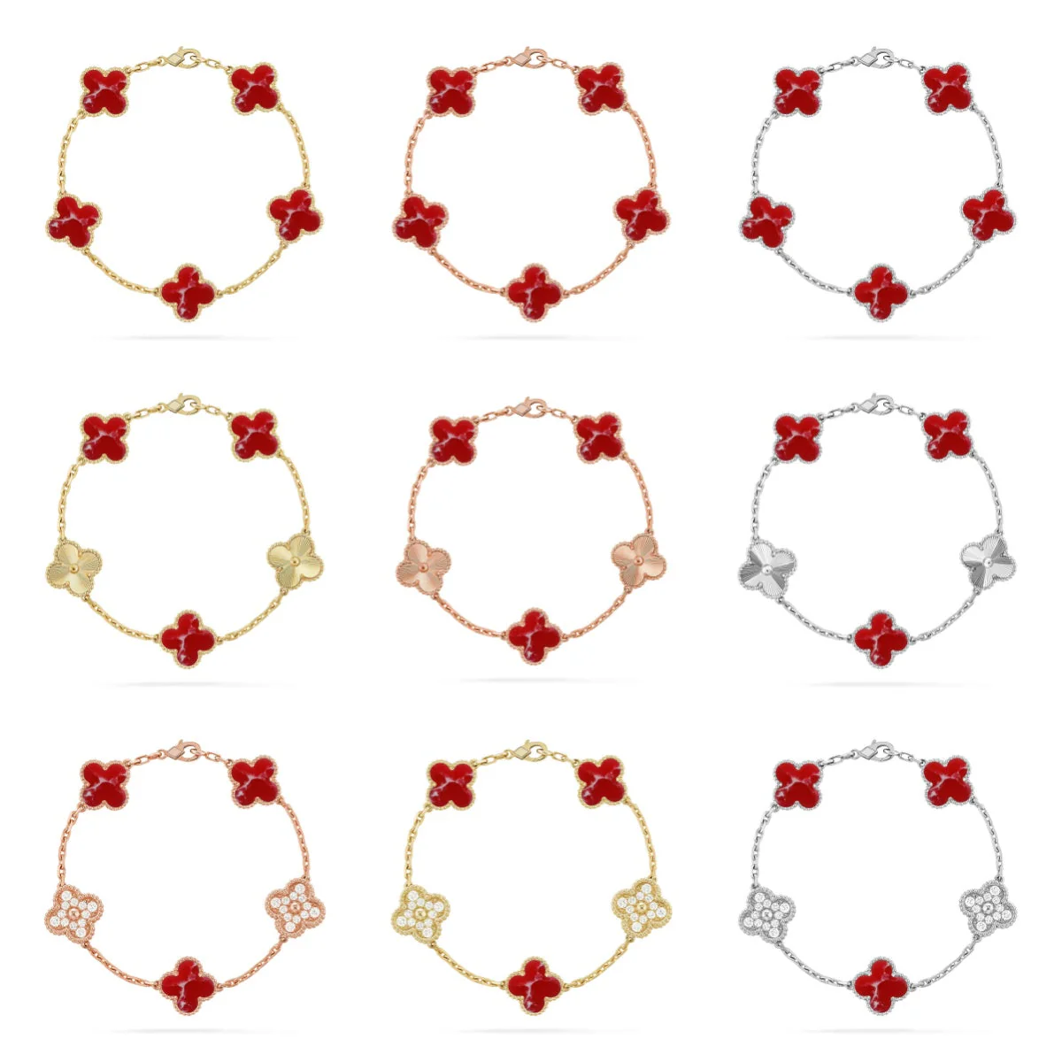 [⭐Seralia]CLOVER 5 MOTIF RED PATTERN BRACELET COLLECTION