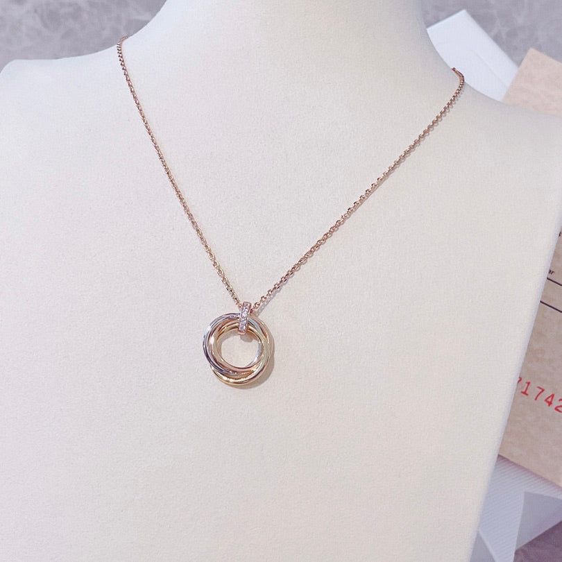 [⭐Seralia]TRINITY NECKLACE GOLD  DIAMONDS