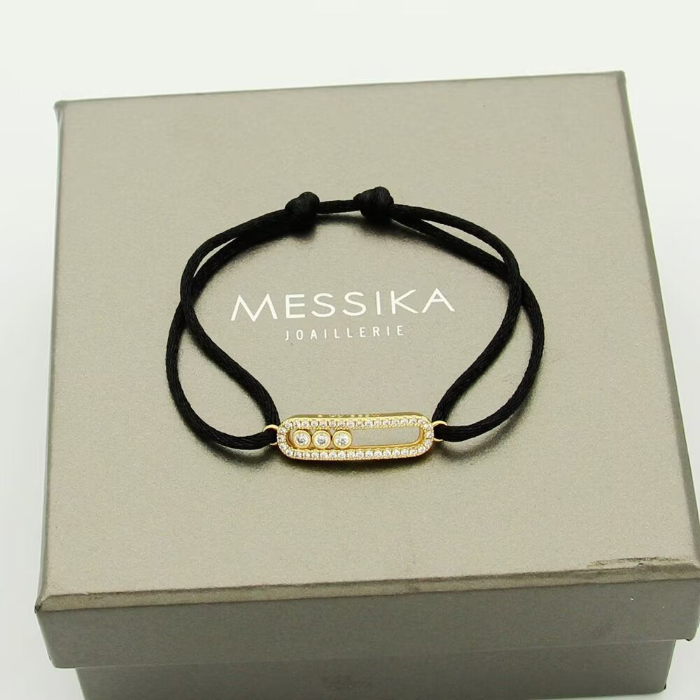 [⭐Seralia]Messika Care(s) pink cord pavé bracelet