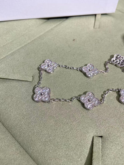 [⭐Seralia]CLOVER 10 MOTIFS  FULL DIAMOND NECKLACE