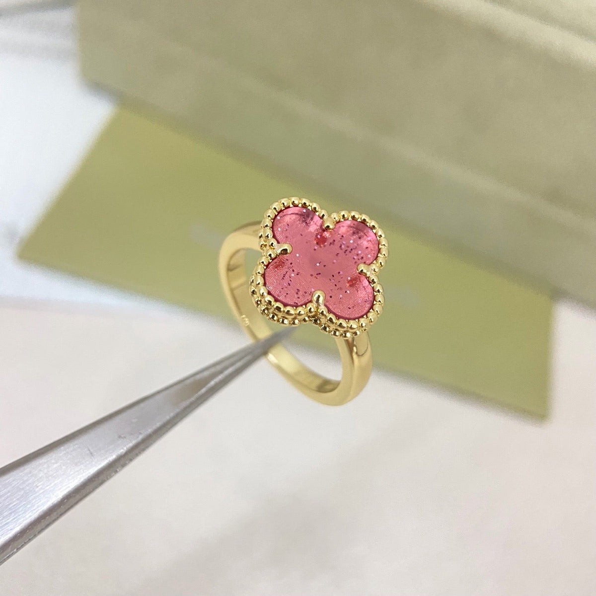 [⭐Seralia]NEW ROSE QUARTZ FOUR-LEAF CLOVER RING