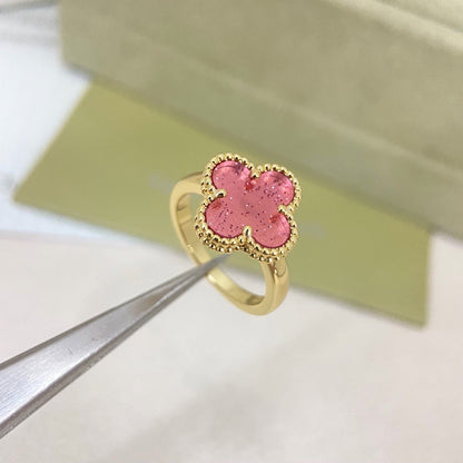 [⭐Seralia]NEW ROSE QUARTZ FOUR-LEAF CLOVER RING