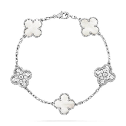 [⭐Seralia]CLOVER WHITE PEARL MOP 5 MOTIF BRACELET COLLECTION