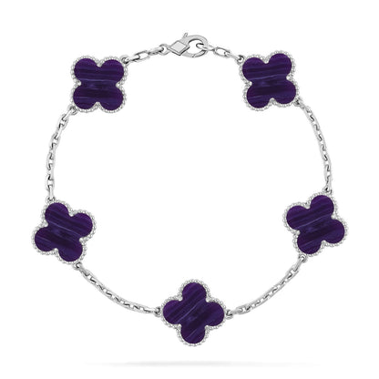 [⭐Seralia]CLOVER 5 MOTIF PURPLE STRIPES BRACELET COLLECTION