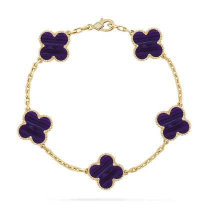 [⭐Seralia]CLOVER 5 MOTIF PURPLE STRIPES BRACELET COLLECTION