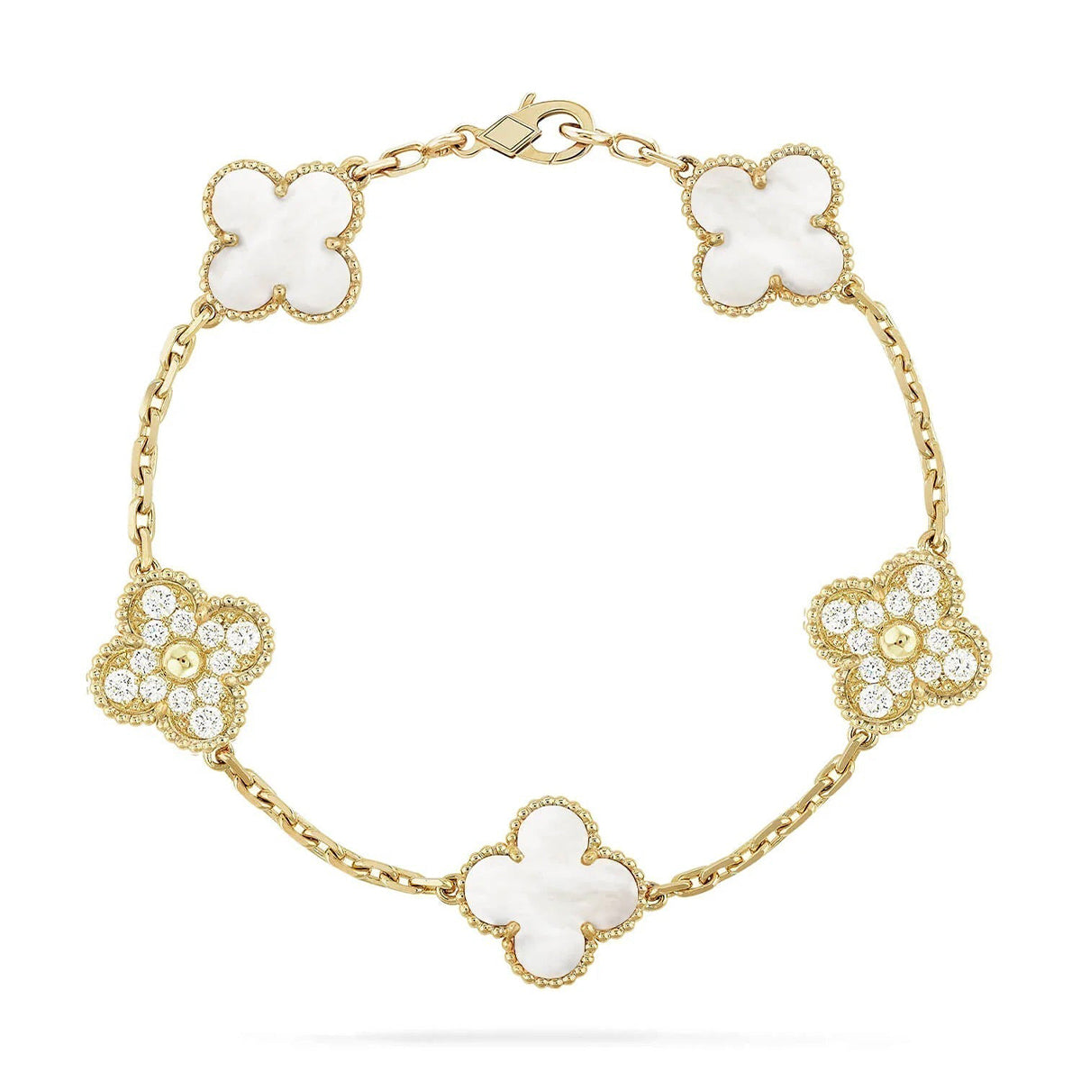 [⭐Seralia]CLOVER WHITE PEARL MOP 5 MOTIF BRACELET COLLECTION