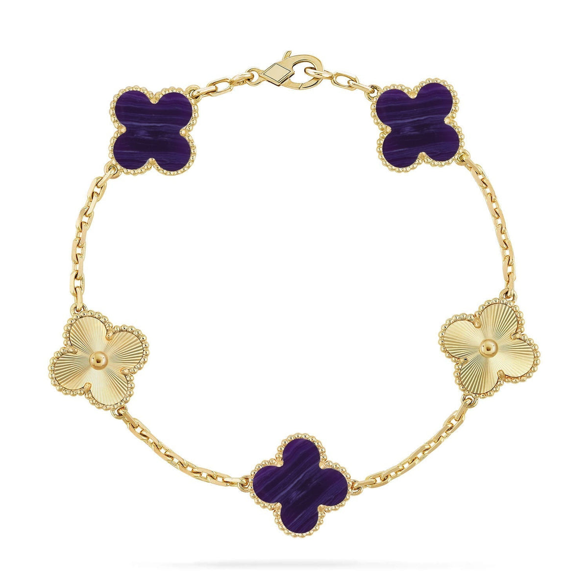 [⭐Seralia]CLOVER 5 MOTIF PURPLE STRIPES BRACELET COLLECTION