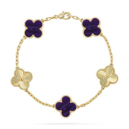 [⭐Seralia]CLOVER 5 MOTIF PURPLE STRIPES BRACELET COLLECTION