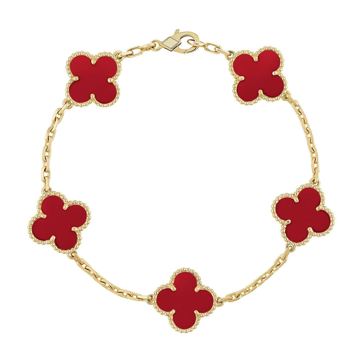 [⭐Seralia] CLOVER 5 MOTIF RED CORNELIAN BRACELET COLLECTION
