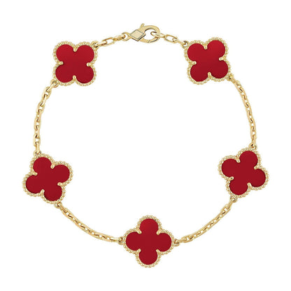 [⭐Seralia] CLOVER 5 MOTIF RED CORNELIAN BRACELET COLLECTION