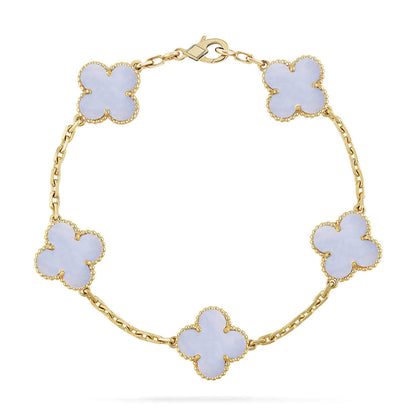 [⭐Seralia] CLOVER 5 MOTIF PURPLE CHALCEDONY BRACELET COLLECTION