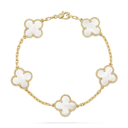 [⭐Seralia]CLOVER WHITE PEARL MOP 5 MOTIF BRACELET COLLECTION