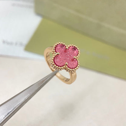 [⭐Seralia]NEW ROSE QUARTZ FOUR-LEAF CLOVER RING