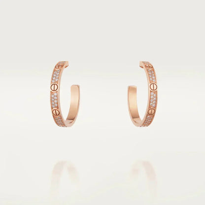 [⭐Seralia]LOVE DIAMOND PINK GOLD HOOP EARRINGS