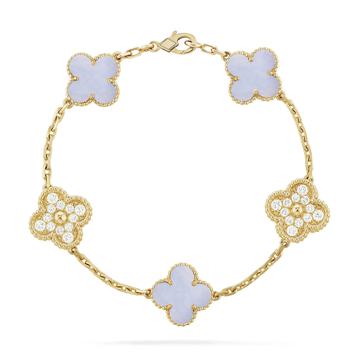[⭐Seralia] CLOVER 5 MOTIF PURPLE CHALCEDONY BRACELET COLLECTION