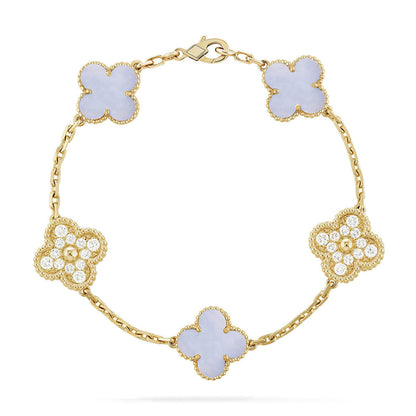 [⭐Seralia] CLOVER 5 MOTIF PURPLE CHALCEDONY BRACELET COLLECTION