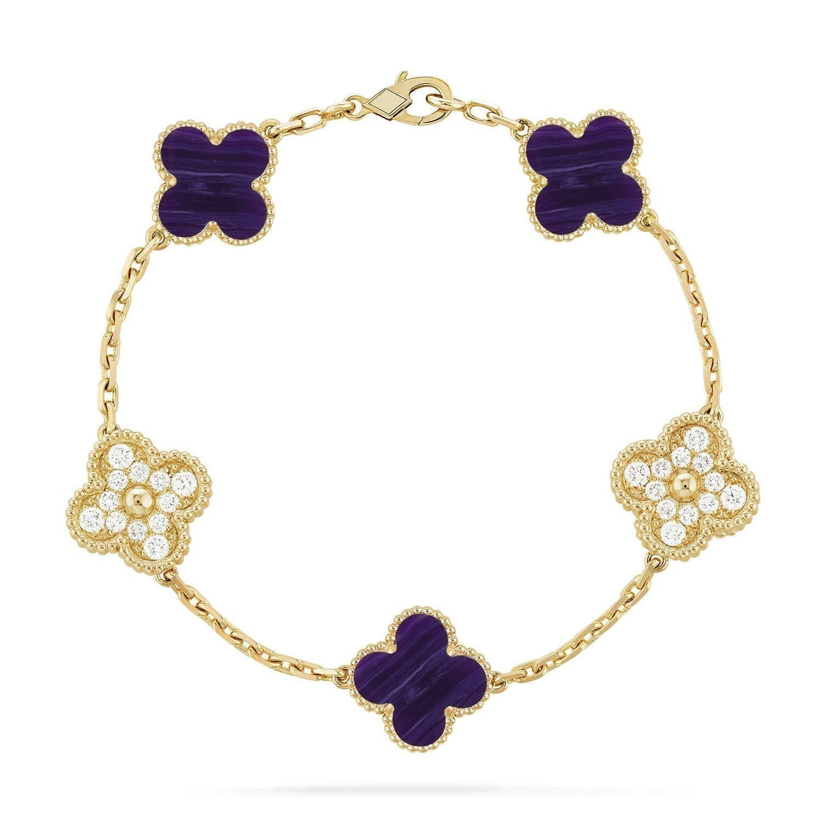 [⭐Seralia]CLOVER 5 MOTIF PURPLE STRIPES BRACELET COLLECTION