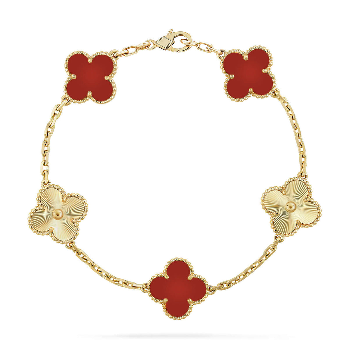 [⭐Seralia] CLOVER 5 MOTIF RED CORNELIAN BRACELET COLLECTION