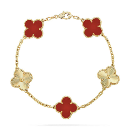[⭐Seralia] CLOVER 5 MOTIF RED CORNELIAN BRACELET COLLECTION