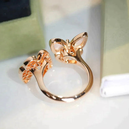 [⭐Seralia]TWIN BUTTERFLY DIAMOND MOP RING