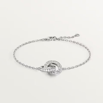 [⭐Seralia]LOVE DOUBLE RING FULL DIAMOND BRACELET