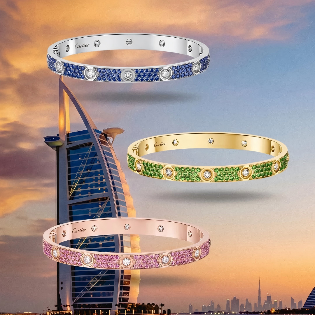 [⭐Seralia]2026 PAVE GEMSTONE LOVE BRACELET 6.1MM 10 DIAMONDS