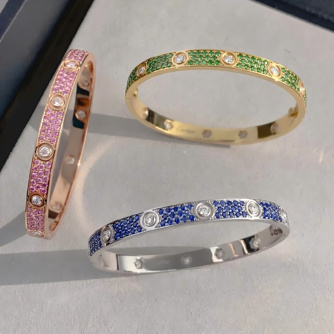 [⭐Seralia]2026 PAVE GEMSTONE LOVE BRACELET 6.1MM 10 DIAMONDS