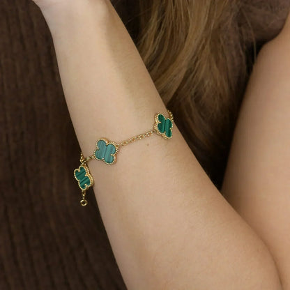 [⭐Seralia] CLOVER 5 MOTIF MALACHITE BRACELET COLLECTION
