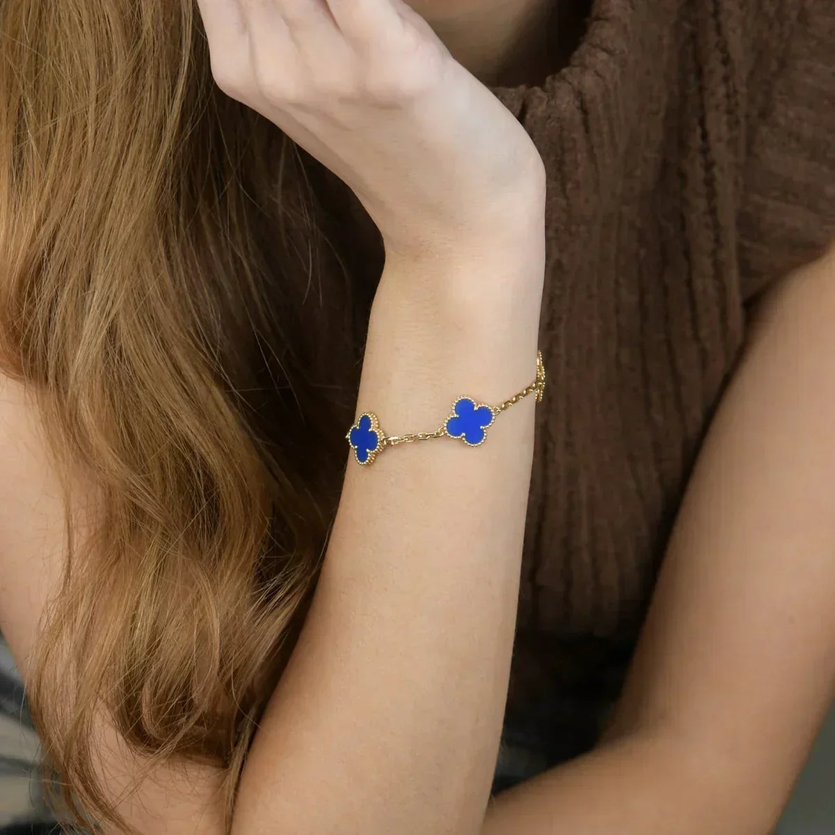 [⭐Seralia] CLOVER 5 MOTIF BLUE AGATE BRACELET COLLECTION