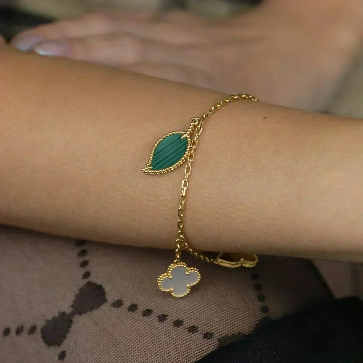 [⭐Seralia]LUCKY SPRING 5 MOTIF GOLD BRACELET