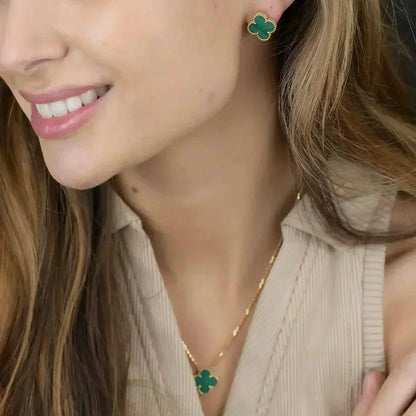 [⭐Seralia]CLOVER MINI 9.5MM MALACHITE  EARRINGS