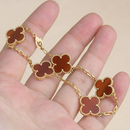 [⭐Seralia] CLOVER 5 MOTIF RED CORNELIAN BRACELET COLLECTION