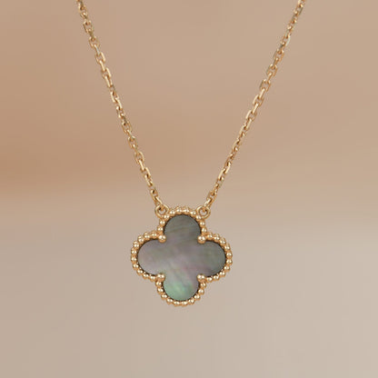 [⭐Seralia]CLOVER 15MM  GRAY MOTHER OF PEARL NECKLACE