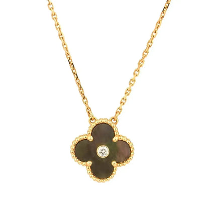 [⭐Seralia]CLOVER 15MM DIAMOND AND MOTHER-OF-GREY NECKLACE
