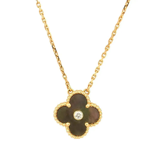 [⭐Seralia]CLOVER 15MM DIAMOND AND MOTHER-OF-GREY NECKLACE