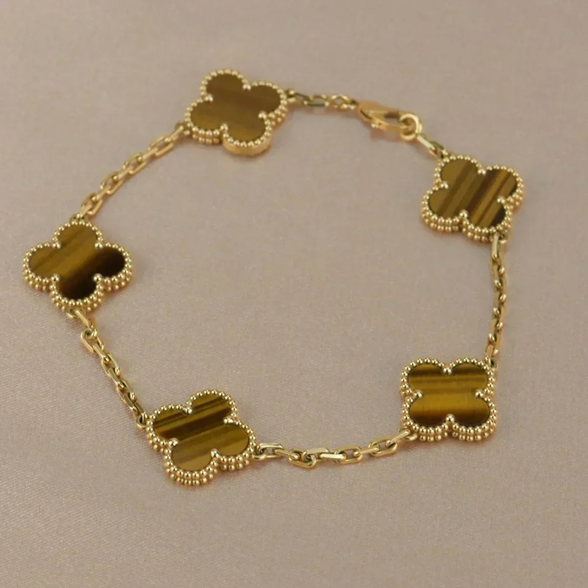 [⭐Seralia] CLOVER 5 MOTIFS TIGER EYE BRACELET COLLECTION