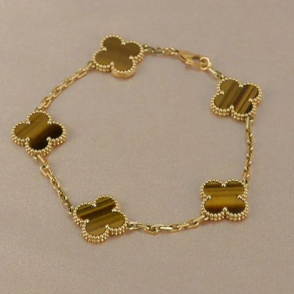 [⭐Seralia] CLOVER 5 MOTIFS TIGER EYE BRACELET COLLECTION