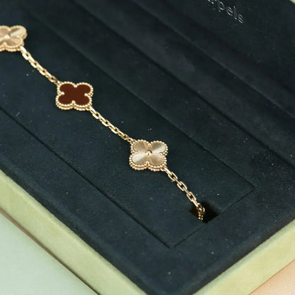 [⭐Seralia] CLOVER 5 MOTIF RED CORNELIAN BRACELET COLLECTION