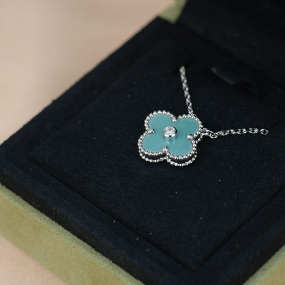 [⭐Seralia]CLOVER 15MM DIAMOND SVRES PORCELAIN  NECKLACE SILVER