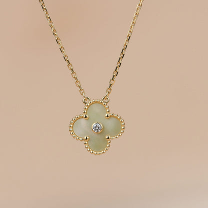 [⭐Seralia]CLOVER 15MM DIAMOND GOLD MOTHER OF PEARL NECKLACE