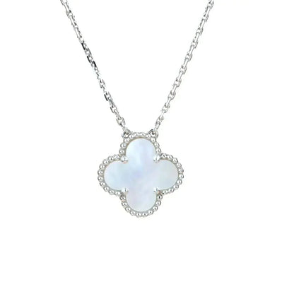 [⭐Seralia]CLOVER  15MM WHITE MOTHER-OF-PEARL SILVER