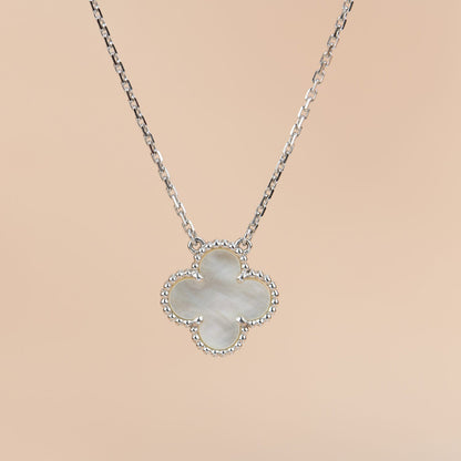 [⭐Seralia]CLOVER  15MM WHITE MOTHER-OF-PEARL SILVER