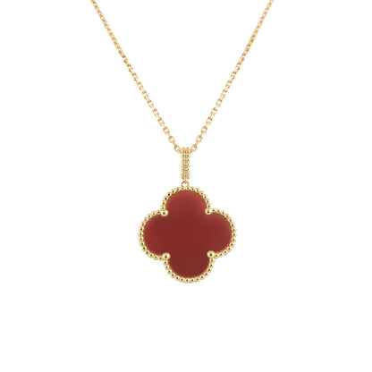 [⭐Seralia]CLOVER 25MM NECKLACE GOLD CARNELIAN
