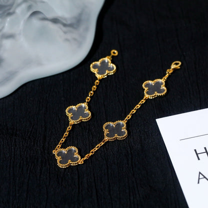[⭐Seralia]CLOVER 5 MOTIF ROCK CRYSTAL BRACELET