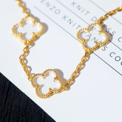 [⭐Seralia]CLOVER 5 MOTIF ROCK CRYSTAL BRACELET