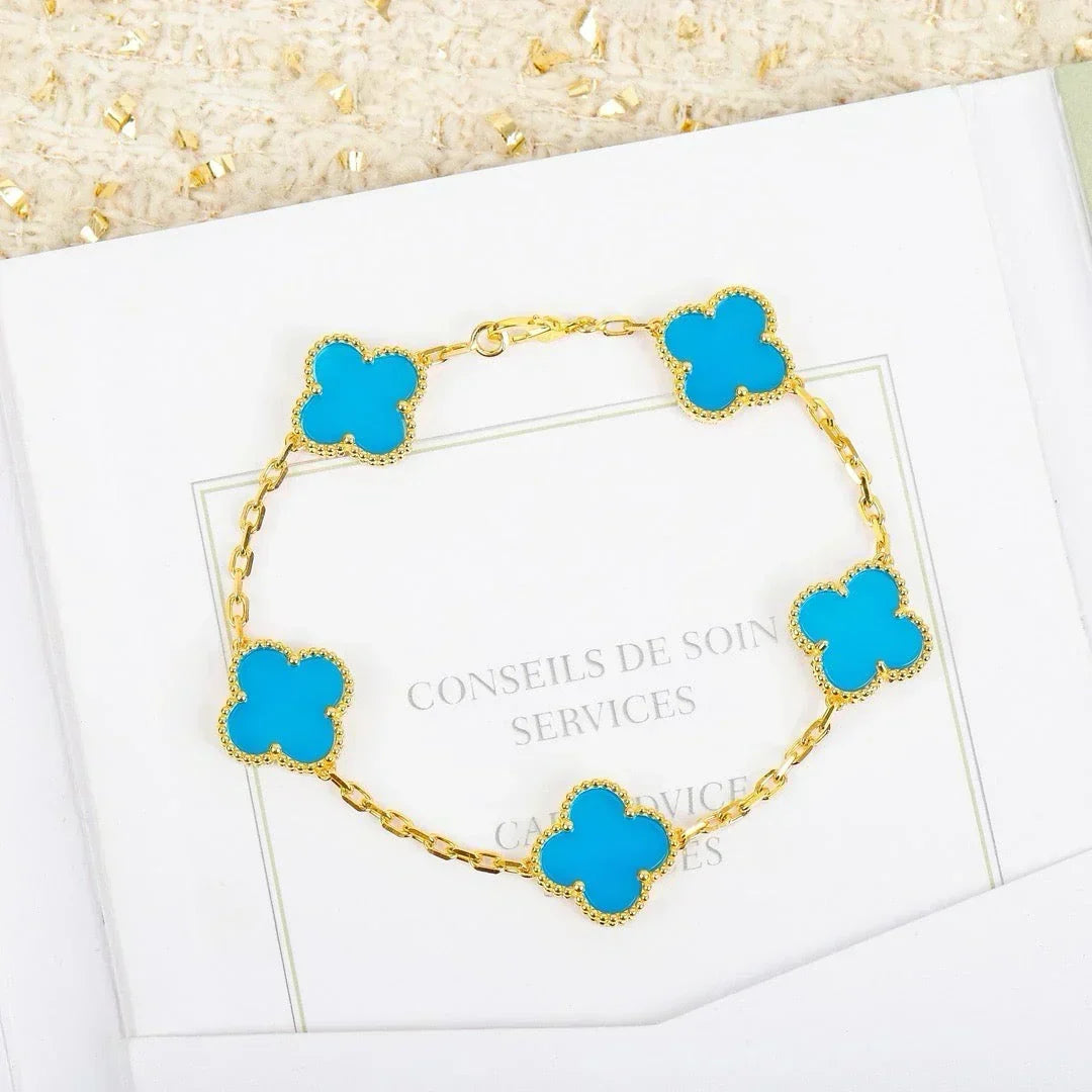 [⭐Seralia] CLOVER 5 MOTIF TURQUOISE BRACELET COLLECTION