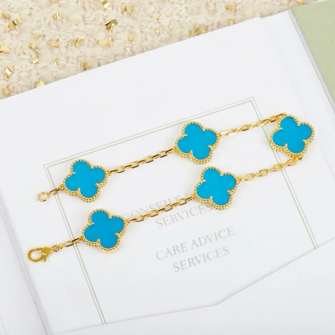 [⭐Seralia] CLOVER 5 MOTIF TURQUOISE BRACELET COLLECTION