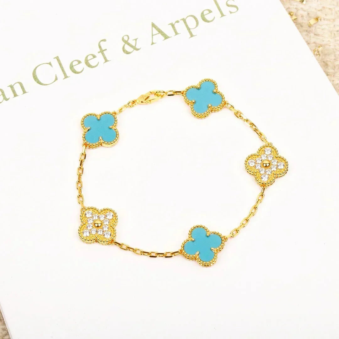 [⭐Seralia] CLOVER 5 MOTIF TURQUOISE BRACELET COLLECTION